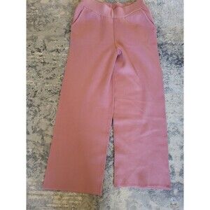 Naturals D&Co. Womens Soft Knit Pull on Crop Wide Leg Pants Pink Size Small